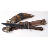 German WW2 pattern boot knife with vintage kukri with unusual dagger scabbard.