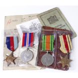 WW2 group consisting of 1939-45 Star, Africa Star, Defence and War medals with soldiers service