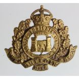 Suffolk Regiment officers cap badge 1st VB, KC, two Tower type, brass