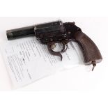 German Nazi Luftwaffe 1940 dated Walther Signal / Flare Pistol. 27mm blackened alloy half