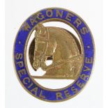 Badge, Wagoners Special Reserve, brass & enamel badge, rare (has some enamel damage)