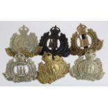 Suffolk Regiment - OR's cap badges inc KC solid centre, 4th Bn brass, etc. (6)