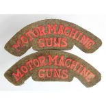 Badges Shoulder titles a pair of WW1 Motor Machine Guns cloth examples
