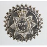 Boer War period, XIII H. (13th Hussars) large Victorian silver sweetheart badge/brooch hallmarked