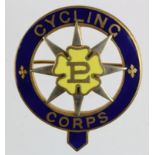 Badge, Rare Primrose League Cycling Corps, brass, enamel & silver (possibly) WW1 badge