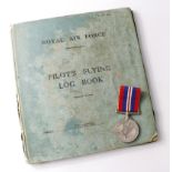 RAF WW2 Pilots log book to F/O J.V. Carter flying Tiger Moth, Harvard,