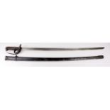 Japanese type 32 Cavalry Sabre, long version for NCO's. Blade No 70447. Scabbard 44925 re issued