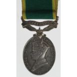 Efficiency Medal GVI with Territorial clasp to (6200296 Bmbr J S Weaterton RA). surname corrected