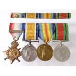 1914 Trio with slide on Aug/Nov bar with WW2 Defence medal all mounted for wearing to 27038 DVR G