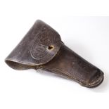 WW1 scarce 1917 dated US leather holster stamped US on the flap with C & K 1917 J.A.O. on the