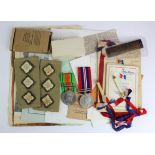 WW2 lot for Mr John C E Hyde of Nutfield Rectory, Surrey. Box of issue, Defence & War Medals.
