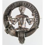 Scottish Clan badge 'Furth Fortune and Fill The Fetters'. Silver plate