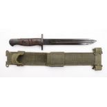 Knife: a good WW2 U.S. fighting knife made from a P17 Bayonet Bowie type blade 8" in a drab green