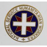 Badge, National Service Humanitarian Workers brass & enamel badge