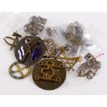 Badges, 6 brass Trade badges + 13 Shoulder Titles (includes 6 pairs) + 2 Royal Artillery Ball
