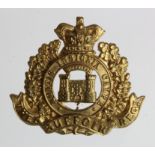 Suffolk Regiment officers cap badge 1st VB, QVC, brass