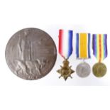 1915 Star Trio and Death Plaque with Plaque folder. To 12735 Pte Harold Holland Suffolk Regt. Died