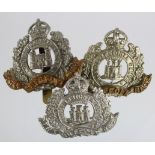 Suffolk Regiment - OR's cap badges inc KC two tower Bim, three Tower w/m - Bim - Brass. (3)