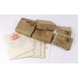 WW2 medal boxes - cardboard (6 approx) 4 unnamed, + 23 medal Presentation slips. (qty)