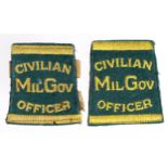 Cloth WW1? Civilian Mil.Gov. Officer epaulettes match pair.