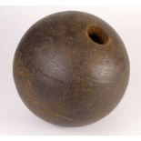Victorian scarce 8" mortar ball nice condition with touch hole.