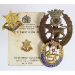 Badges, York and Lancashire cap badge, plus sweetheart badge. With Burma Star lapel badge and