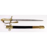 RN GRVI Mid Shipman’s Dirk made by Moore Scantlebury & Coote, complete with scabbard and knot.