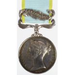 Crimea Medal 1854 with Sebastopol clasp to Private J. Raven, Essex Regiment, who died at Scutari