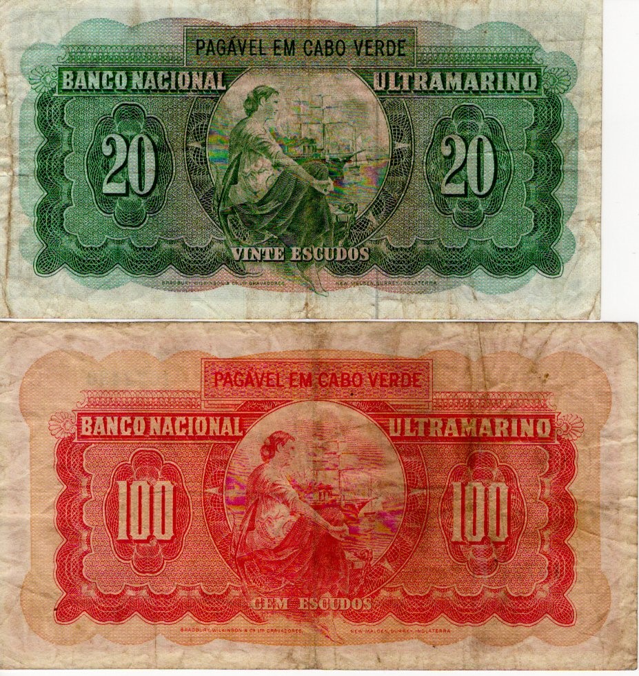 Cape Verde (2), 100 Escudos dated 16th June 1958 (Pick49), 20 Escudos dated 4th April 1972 (Pick52a) - Image 2 of 2