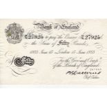 Catterns BERNHARD note, 50 Pounds dated 15th June 1933, serial 50/N 27925 (B231 for type) a very