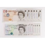 Bank of England (14), a collection of consecutively numbered sets, Bailey 10 Pounds (3) issued