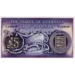 Guernsey 5 Pounds issued 1969 - 1975, signed W.C. Bull, serial C330048 (TBB B151c, Pick46c)