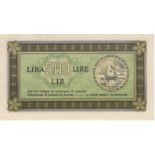 Yugoslavia 500 Lire dated 1945, State Bank for Istria, Fiume and Slovene Coastal Area, serial AV