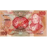 Scotland, Bank of Scotland 100 Pounds dated 9th February 1994, SPECIMEN note signed Pattullo & Burt,