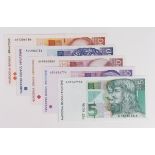 Croatia (5), 100 Kuna, 50 Kuna, 20 Kuna, 10 Kuna, 5 Kuna dated 31st October 1993 including some