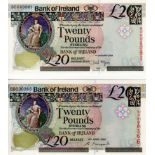 Northern Ireland, Bank of Ireland (2) 20 Pounds dated 1st January 2003 signed David McGowan, first