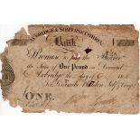 Axbridge & Somersetshire Bank 1 Pound dated 1808, No. 6138 for Liscombe, Padden , Self & Co. (Outing