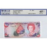 Cayman Islands 10 Dollars dated 2005, scarce REPLACEMENT note serial Z/1 005920, portrait Queen