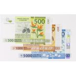 French Pacific Territories (3), 5000 Francs, 1000 Francs & 500 Francs issued 2014, (TBB B105a -