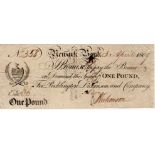 Newark Bank 1 Pound dated 1809 for Pocklington, Dickinson and Company, serial No. 358 (Outing1488i),