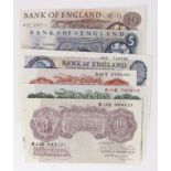 Bank of England (6), comprising Peppiatt 10 Shillings WW2 issue serial B13D 584121 (B251) good VF,