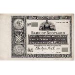 Scotland, Bank of Scotland 1 Pound PROOF on card not dated, handwritten date in border Sept. 1880, 3