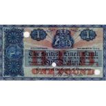 Scotland, British Linen Bank 1 Pound dated 6th March 1944, PROOF note with three cancellation