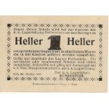 Austria-Hungary 1 Heller dated 26th October 1916, First World War concentration camp money for use