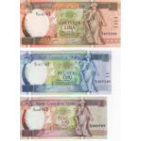 Malta (3) 20 Liri, 5 Liri and 2 Liri issued 1994 (TBB B221, B219 & B218, Pick48, 46 & 45)