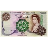 Isle of Man 10 Pounds not dated issued 1988, signed W. Dawson, serial number 732365 (IMPM M525,