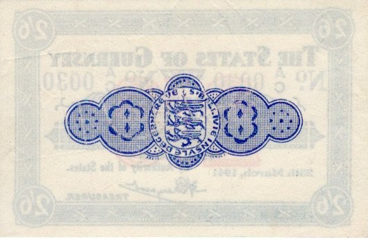 Guernsey 2 Shillings Six Pence dated 25th March 1941, German Occupation issue during WW2, VERY LOW - Image 2 of 2