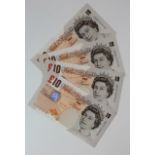 Lowther & Bailey 10 Pounds (4), two pairs of consecutively numbered notes, Lowther (B390) serial