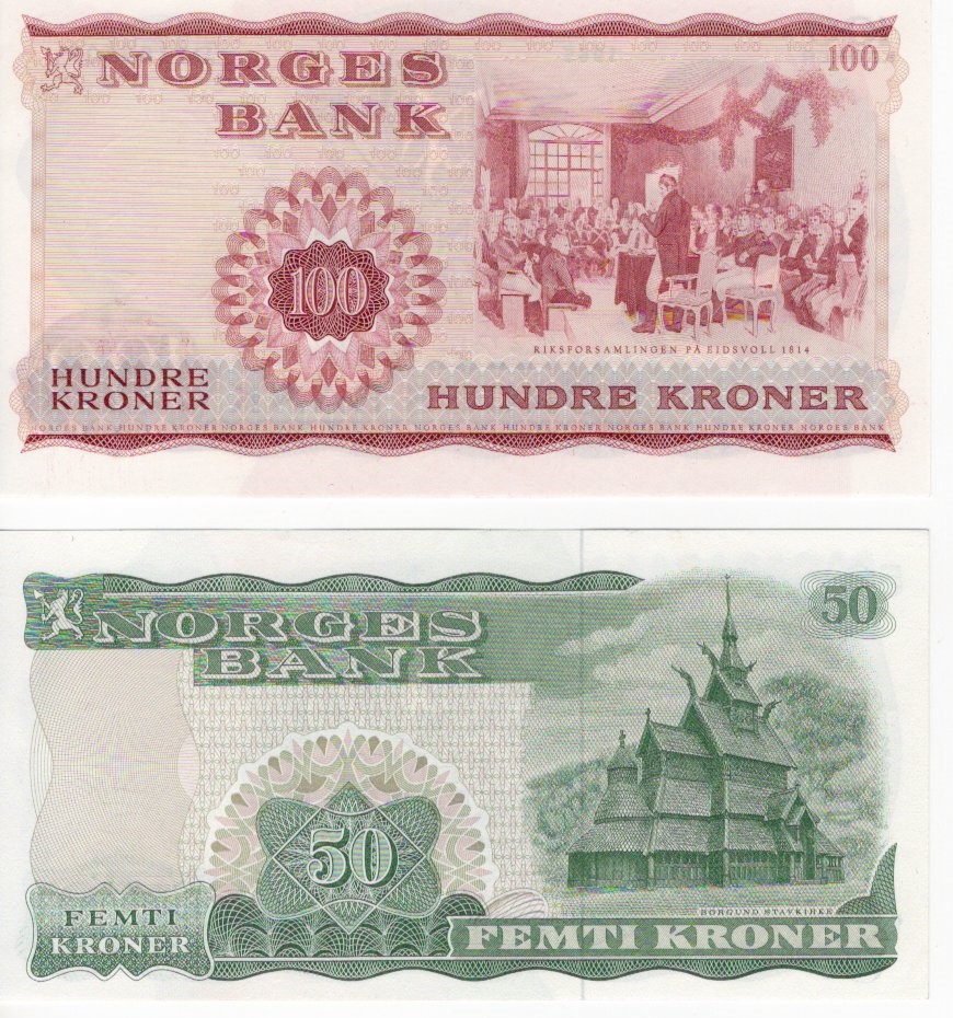 Norway (2), 100 Kroner dated 1965 serial D7785607 (Pick38a), 50 Kroner dated 1977 serial I0118530 ( - Image 2 of 2