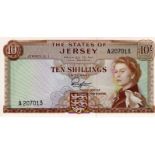 Jersey 10 Shillings issued 1963, signed F.N. Padgham, serial A207013 (TBB B107a, Pick7a)
